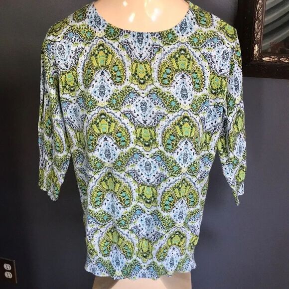 joe fresh shades of blue/lime lightweight sweater - Picture 1 of 5